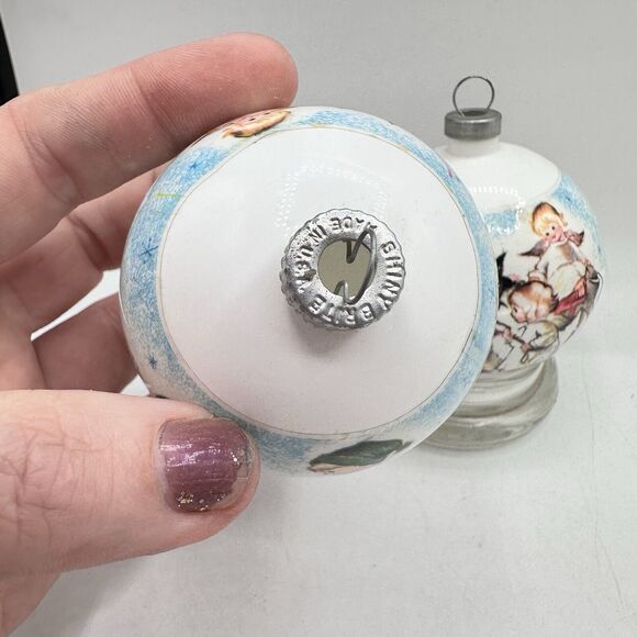 X2 Vintage Kitschy Shiny Brite Wrapped Plastic Christmas Ornaments Sled & Angels - Picture 5 of 11